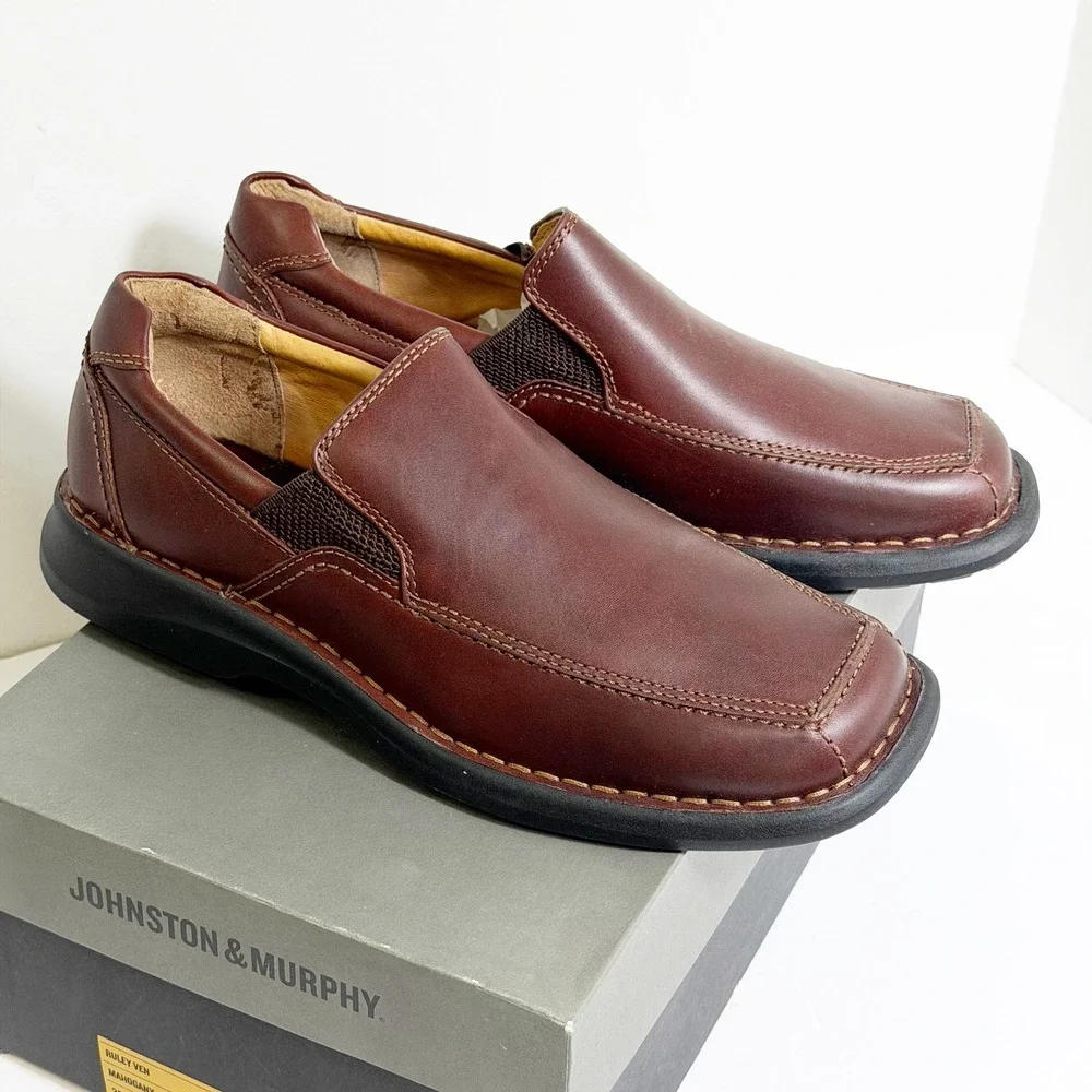 Johnston & Murphy Ruley Ven Loafers Mens 11.5 Mahogany Leather Slip On 20-7934